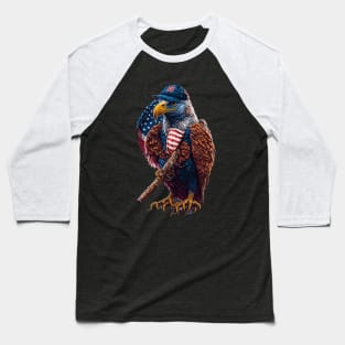 American eagle, flag, baseball hat and baseball bat Tshirt design Baseball T-Shirt